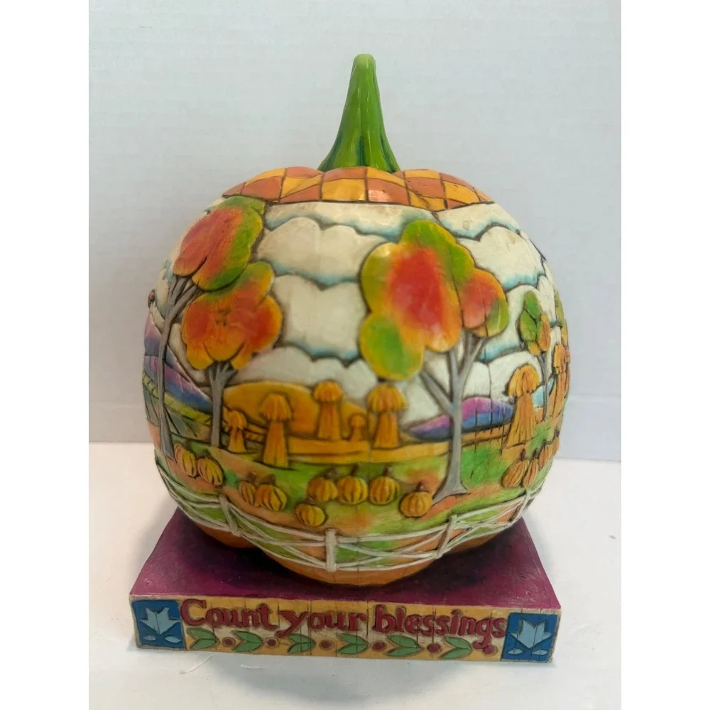 Jim Shore Heartwood Creek Count Your Blessings Pumpkin Figurine  Fall Decor 2004